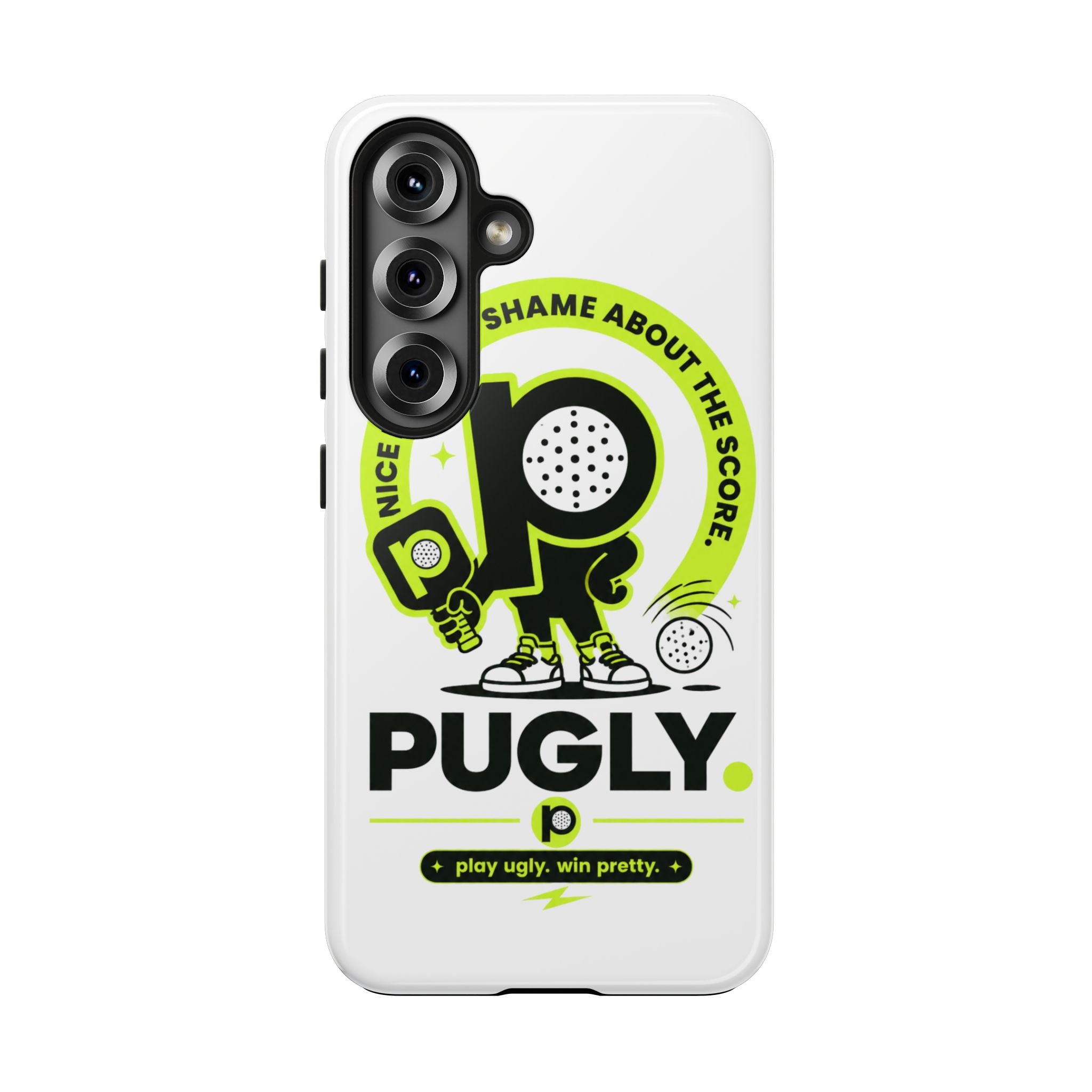 Pugly Pickleball Tough Phone Case — Neon Logo “Play Ugly, Win Pretty”