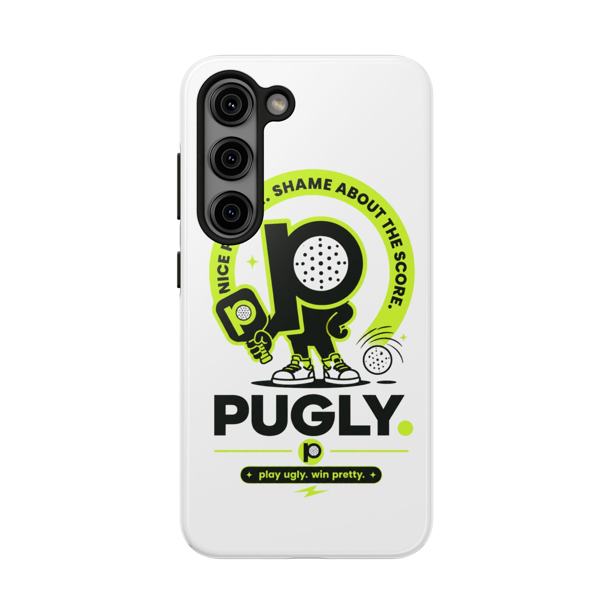 Pugly Pickleball Tough Phone Case — Neon Logo “Play Ugly, Win Pretty”
