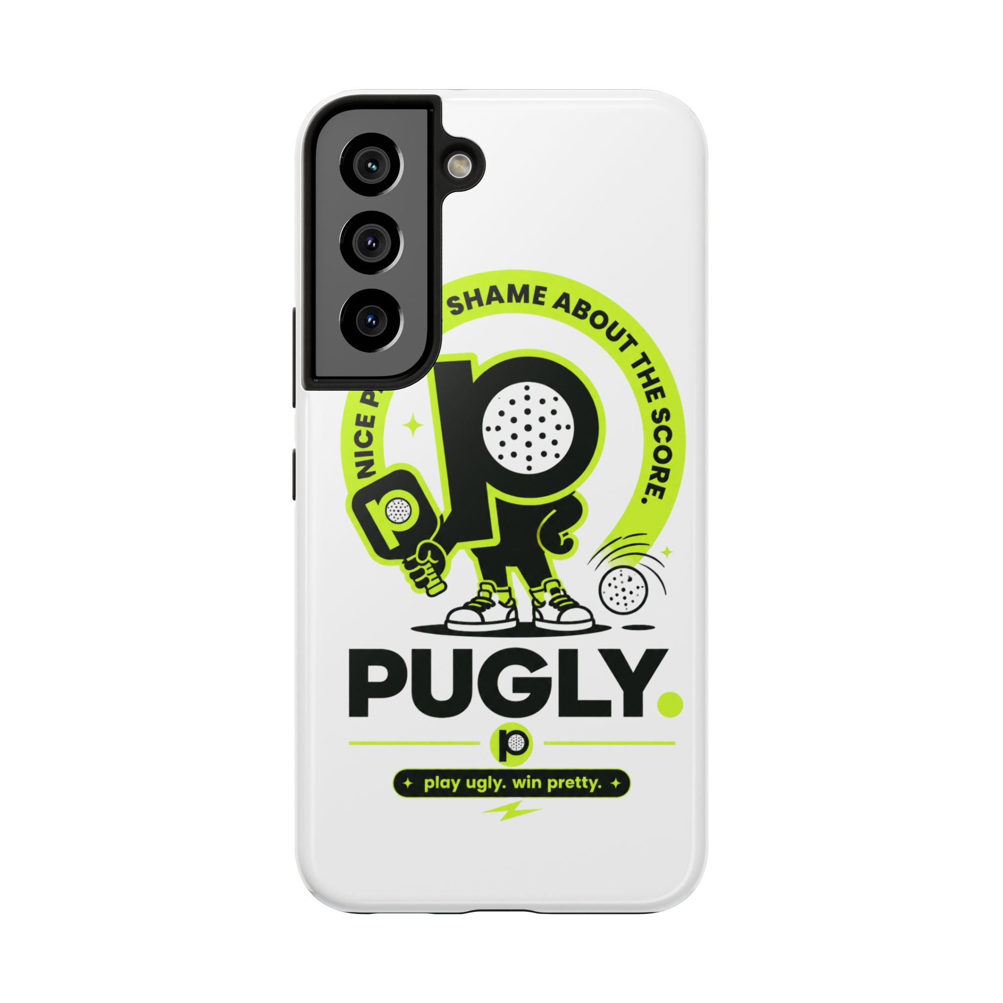 Pugly Pickleball Tough Phone Case — Neon Logo “Play Ugly, Win Pretty”